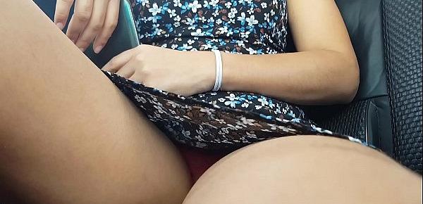  Upskirt to college girl in uber taxi